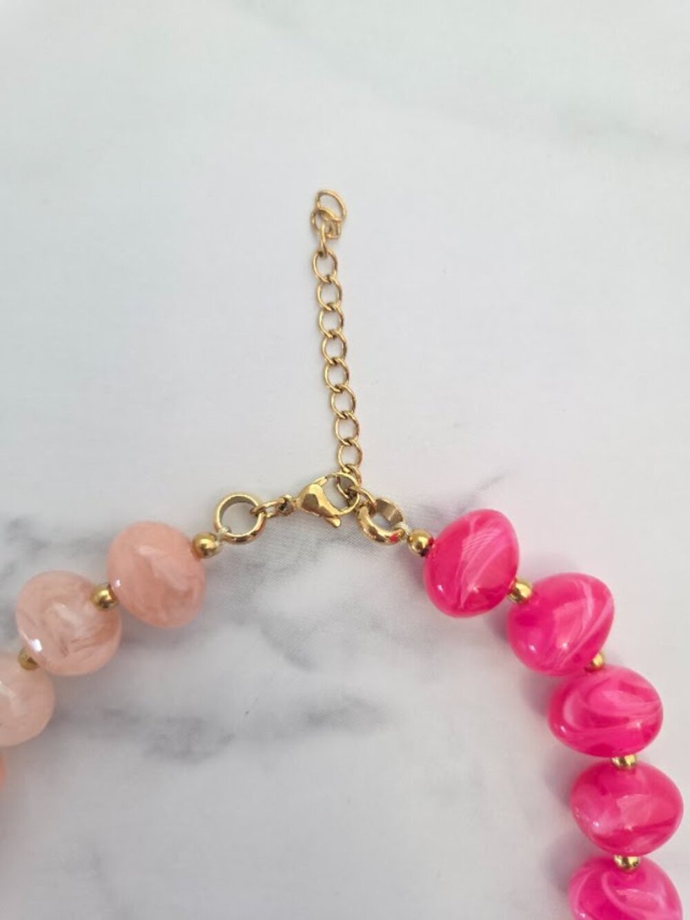 Pink Multicolor Beaded Gold Flower Statement Necklace - Picture 7 of 15